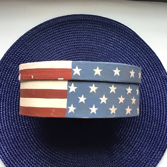 🇺🇸Vintage Rustic Stars & Stripes Patriotic Oval Box - Picture 7 of 9